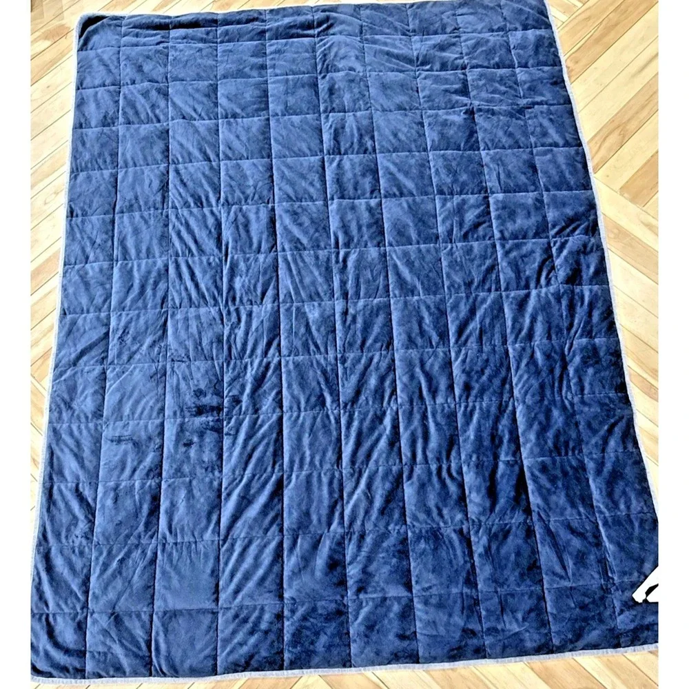 Luxome Weighted Blanket Navy Blue 13# 60x80 Glass Beads Plush Adult Throw